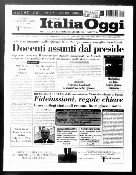 Italia oggi : quotidiano di economia finanza e politica